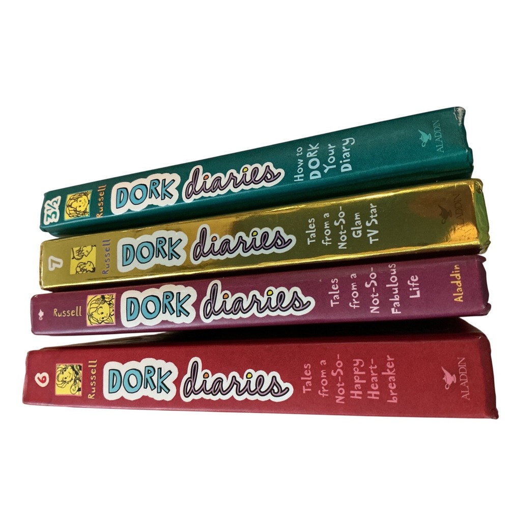 Dork Diaries Book Lot of‎ 4 Rachel Renee Russell Hardcover Series 1 6 7 3.5
